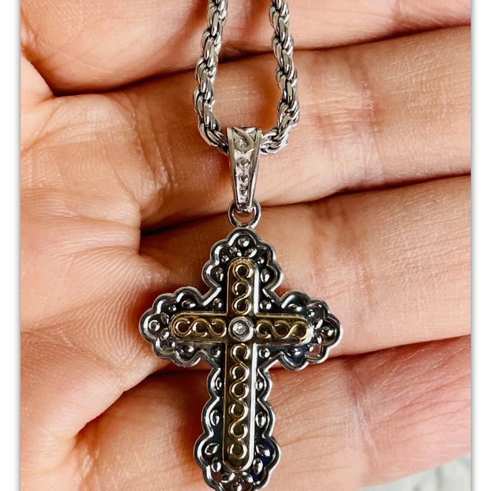 Unisex two color cross pendant